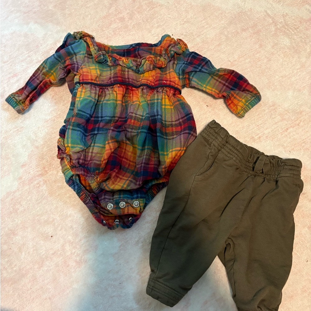 Ruffle Butts Multicolor Plaid Set
